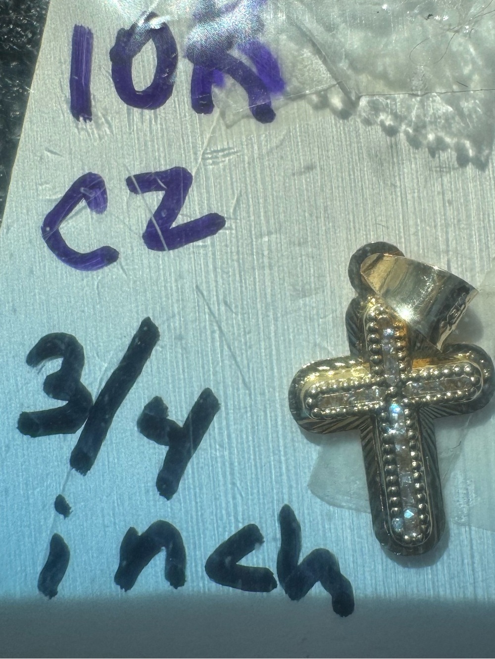 10K real gold stamped and acid tested AAACZ Gold Cross Pendant -